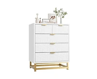 Dresser for Bedroom, 5 Drawer Dresser with Metal Legs, Modern Dresser Chest Organizer with Wide Storage, Chest of Drawers for Bedroom, Living Room, En