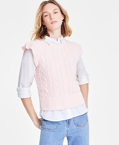 On 34th Women's Cable-Knit Flutter-Sleeve Sweater, Exclusively at Macy's