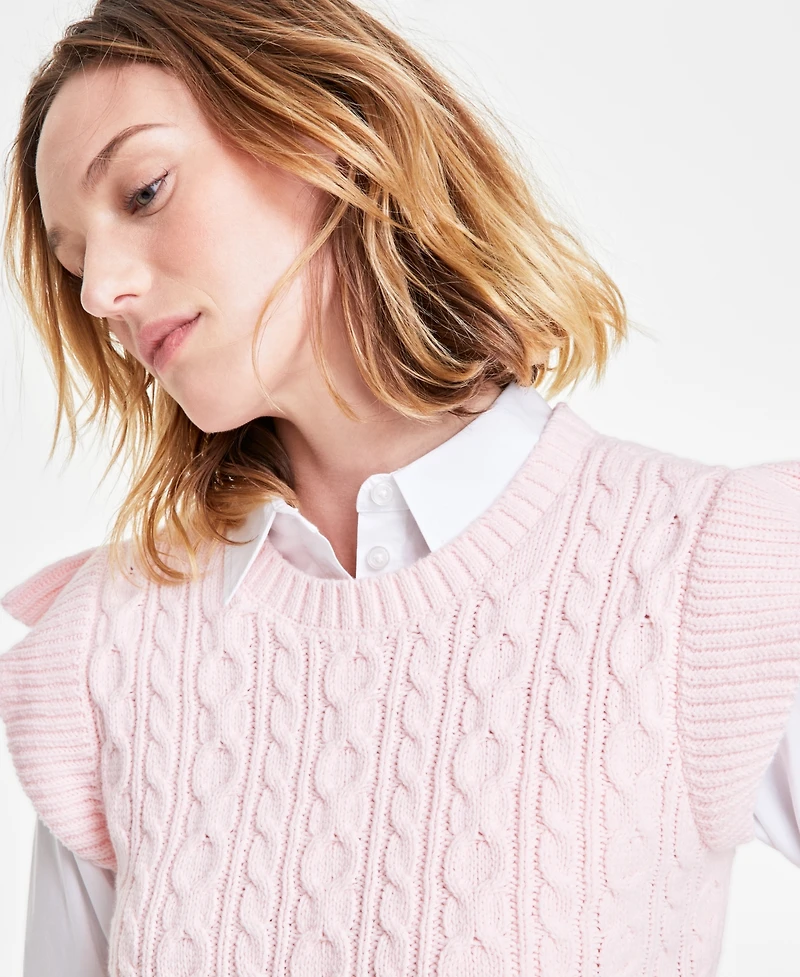 On 34th Women's Cable-Knit Flutter-Sleeve Sweater, Exclusively at Macy's