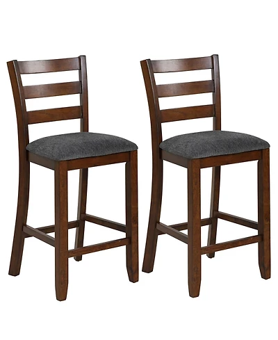Gouun 2 Pieces Counter Height Chairs with Fabric Seat and Rubber Wood Legs