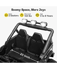 Funtok 24V 2 Seater Ride On Truck Electric Car w/ Parent Remote Control, Music, Led Lights, Spring Suspension