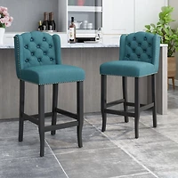31" Tufted Wingback Bar Stools,Set of 2,for Kitchen Island or Bar-The Pop Home