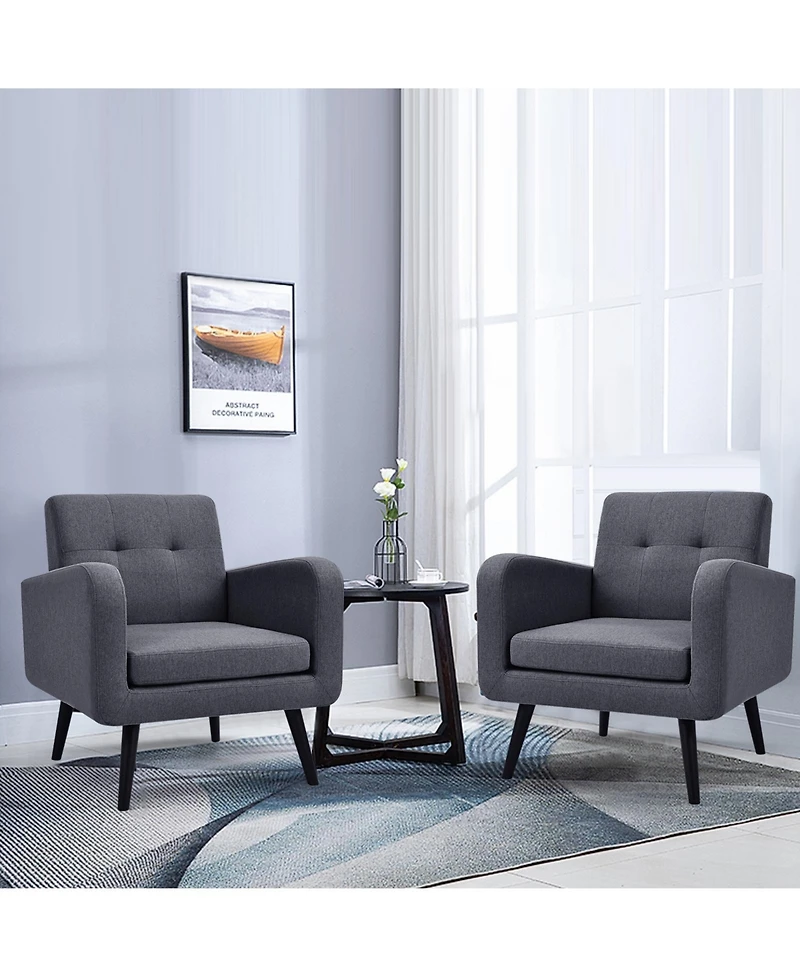 Gouun Modern Upholstered Comfy Accent Chair Single Sofa with Rubber Wood Legs