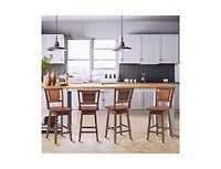 Gouun 2 Pieces 24.5 Inch Bar Stools with Rattan Back and Swivel Seat