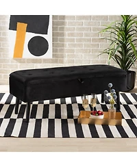 Baxton Studio Caine Modern and Contemporary Velvet Fabric Upholstered and Dark Brown Finished Wood Storage Bench