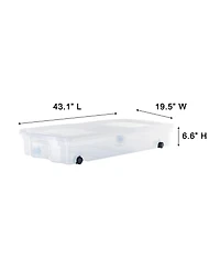 Rubbermaid 70 Qt Under Bed Wheeled Storage Boxes with Dual Hinged Lids (2 Pack)