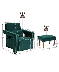 Gouun Modern Berber Fleece Single Sofa Chair with Ottoman and Waist Pillow