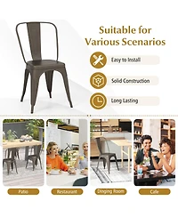 Gouun 4 Pcs Modern Bar Stools with Removable Back and Rubber Feet-Gun
