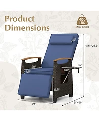Gouun Patio Wicker Recliner Chair with Adjustable Backrest and Footrest