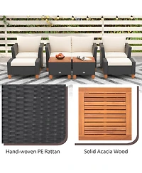 Gouun 7 Pieces Patio Furniture Pe Rattan Sectional Sofa Set with Armchairs and Table