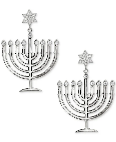 Ajoa Gold-Tone Cubic Zirconia Polished Menorah Chandelier Drop Earrings