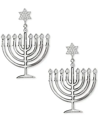 Ajoa Gold-Tone Cubic Zirconia Polished Menorah Chandelier Drop Earrings