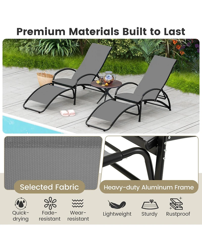 Gouun 2-in-1 Outdoor Rocking Chair with 4-Position Adjustable Backrest for Patio Porch Poolside