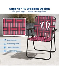 Gouun 4 Pieces Folding Beach Chair Camping Lawn Webbing Chair
