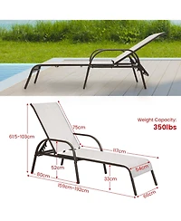 Gouun Adjustable Patio Chaise Folding Lounge Chair with Backrest