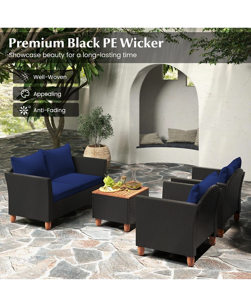 Gouun 4 Pieces Outdoor Conversation Set with Storage Table