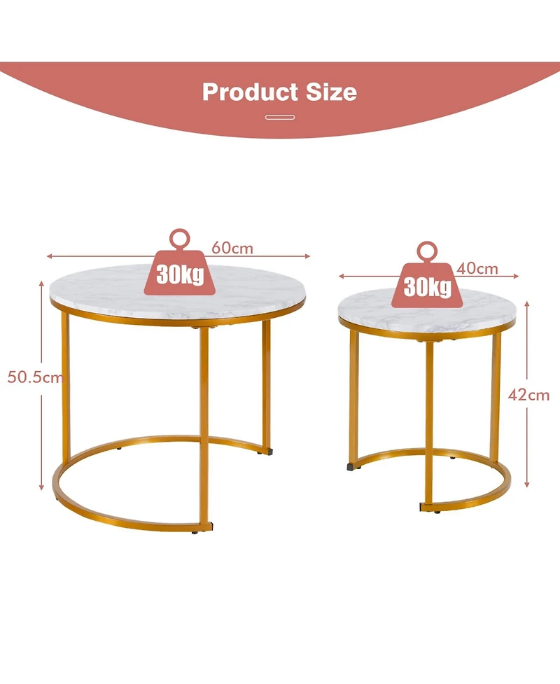 Gouun Set of 2 Modern Round Stacking Nesting Tables