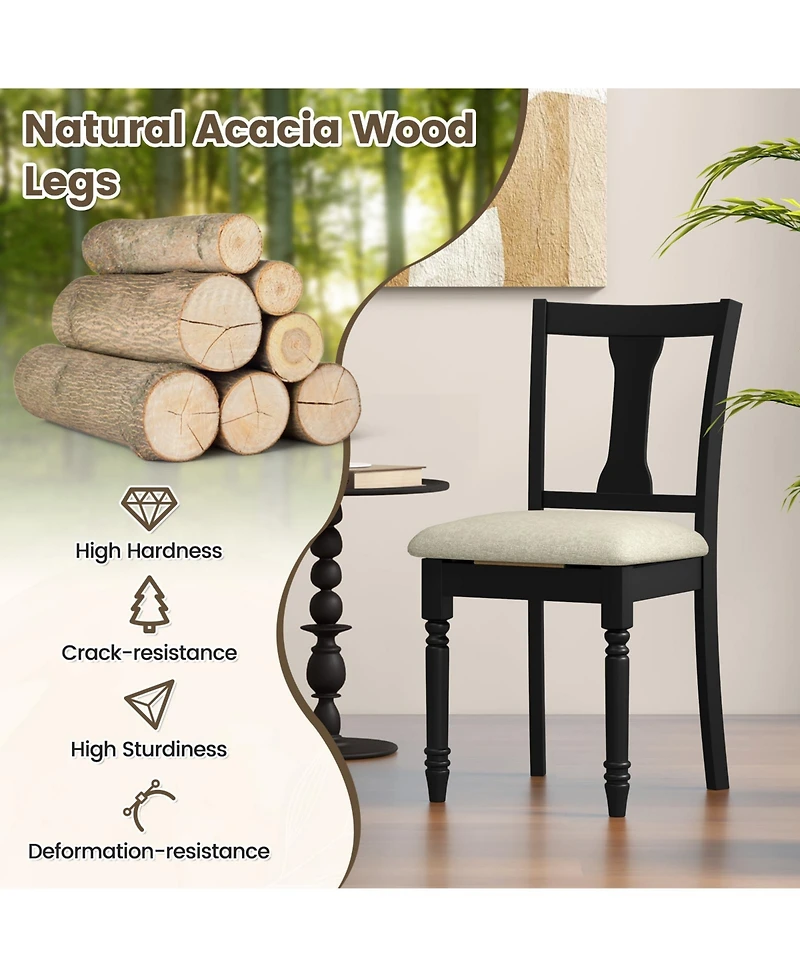 Gouun Kitchen Dining Chair with Linen Fabric and Storage Space