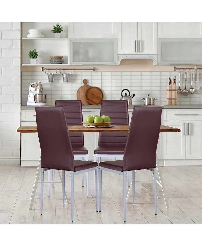 Gouun 4 pcs Pvc Leather Dining Side Chairs Elegant Design