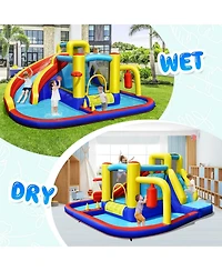 Gouun 7-in-1 Inflatable Water Slide with 735W Air Blower and Splash Pool