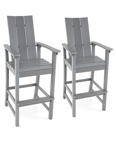 Gouun Tall Adirondack Chair Outdoor Bar Stool with Ergonomic Backrest for Backyard