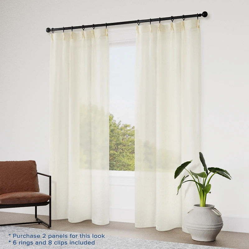 Awesome Home Madison Pinch Pleat Single Curtain Panel with Hooks and Rings, 38"X84"