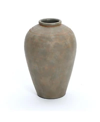 LuxenHome Rustic Ceramic Flower Vase, 14'' Brown Terracotta Urn Vases for Room Decor, Vintage Pottery Living Room Decor, Modern Farmhouse Floor Vase H