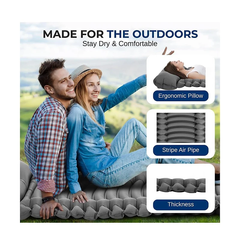 SereneLife Ultralight Sleeping Pad with Carrying Bag, Compact & Self-Inflating, Gray