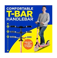 SereneLife Lightweight Foldable Kick Scooter for Adults, Adjustable Height (Pink)