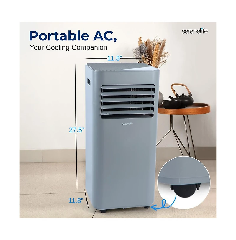 SereneLife Portable Air Conditioner, 8000 Btu, Dehumidifier & Fan Modes