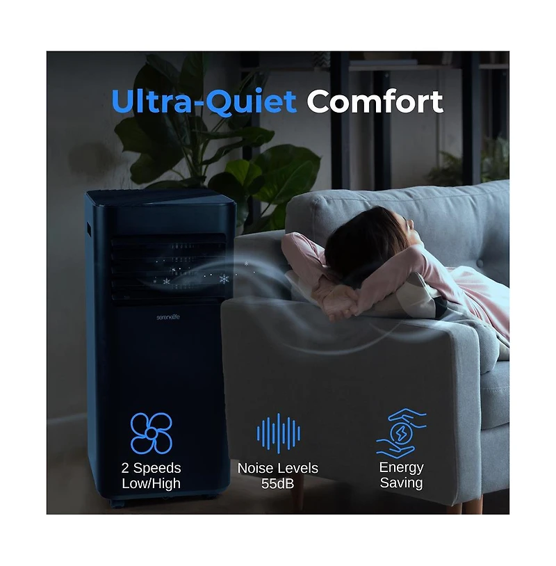 SereneLife Portable Air Conditioner, 10000 Btu, Dehumidifier & Fan Modes