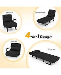 Gouun Folding 6 Position Convertible Sleeper Bed Armchair Lounge Couch with Pillow