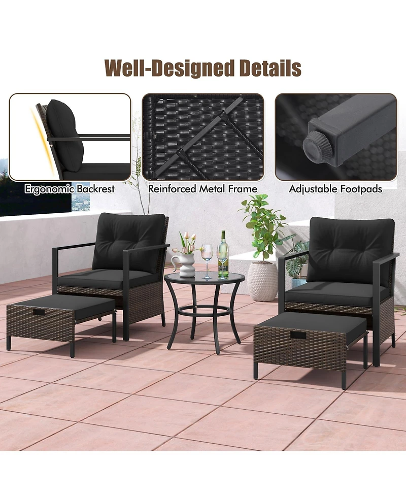 4 Piece Outdoor Furniture Set with Glass Topped Table