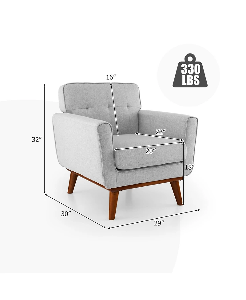 Gouun Modern Accent Chair Upholstered Linen Fabric Armchair with Removable Padded Seat Cushion
