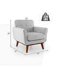 Gouun Modern Accent Chair Upholstered Linen Fabric Armchair with Removable Padded Seat Cushion