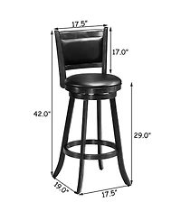 Gouun Set of 2 29 Inch Swivel Bar Height Stool Wood Dining Chair Barstool
