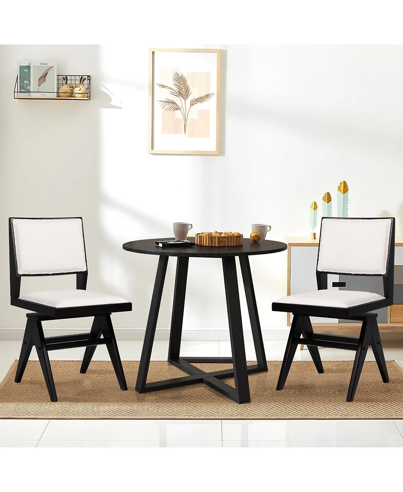 Gouun Swivel Wooden Dining Chair Set of 2 with Rubber Wood Frame and Padded Seat
