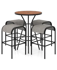 Gouun 5 Pieces Outdoor Round Bar Table Set with 1.6 Inches Umbrella Hole