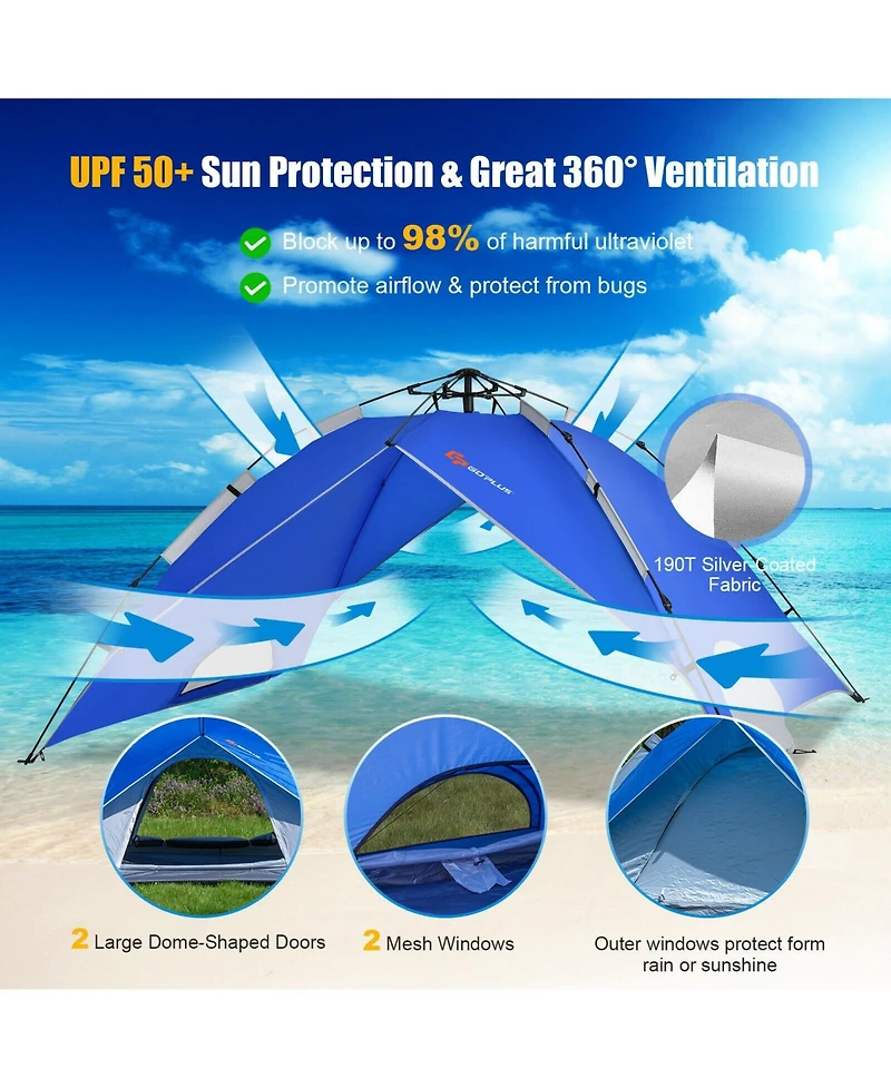 Gouun 2-in-1 4 Person Instant Pop-up Waterproof Camping Tent