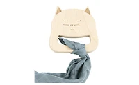 GooseWaddle Wooden Bunny Teether With Gray Blankie