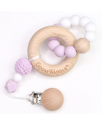GooseWaddle Attachable Wooden & Silicone Teether - Lavender