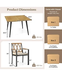 Outdoor Dining Table and Chairs with Cushions and 1.9 inches Umbrella Hole