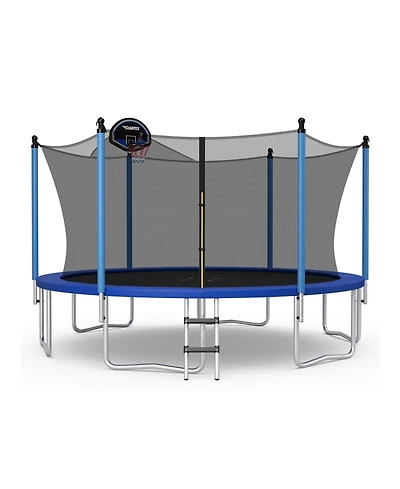 12/14/15/16 Feet Outdoor Recreational Trampoline with Ladder and Enclosure Net