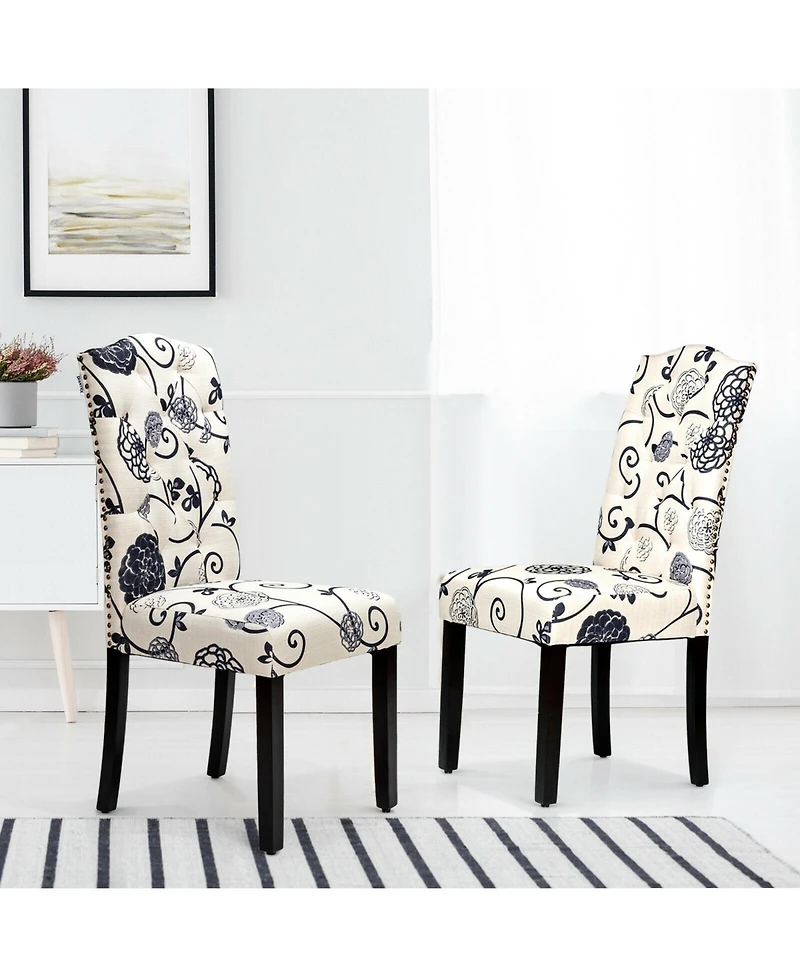 Gouun Set of 2 Tufted Upholstered Dining Chairs