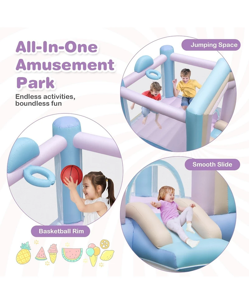 Gouun Kids Bounce House with Slide and Basketball Rim Bouncy Castle for Party with 480W Blower