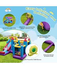 Gouun 5-in-1 Inflatable Bounce House with 735W Blower and 50 Ocean Balls
