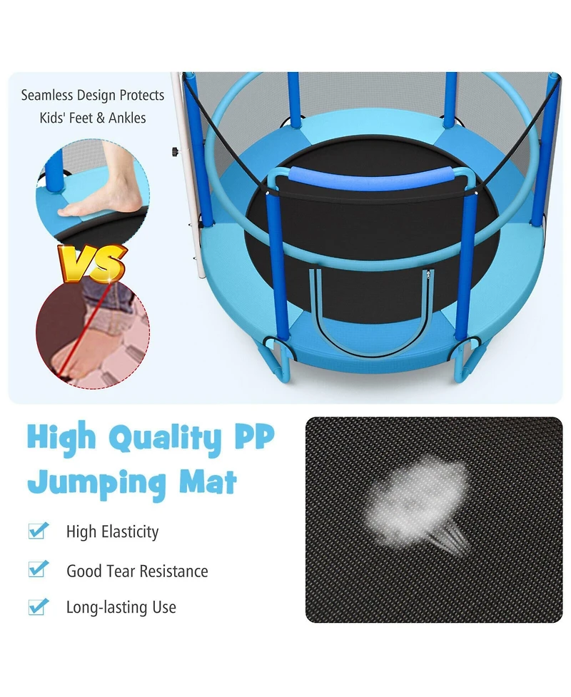 Gouun 5 Feet Kids 3-in-1 Game Trampoline with Enclosure Net Spring Pad