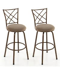 Gouun 2 Pieces Swivel Pluch Fabrice Cushioned Bar Stool Set