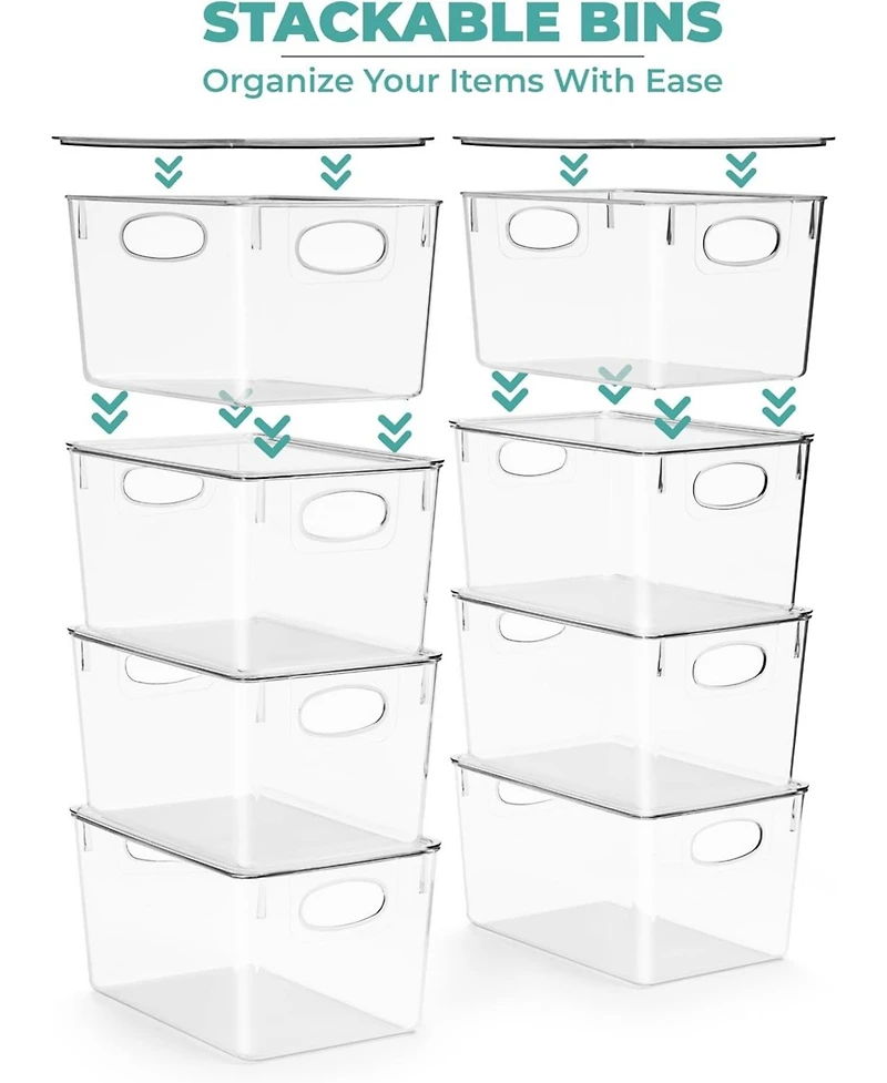 Sorbus Large Plastic Storage Bins with Lids - for Kitchen Organization, Pantry/Storage Organizers, Fridge Organizer