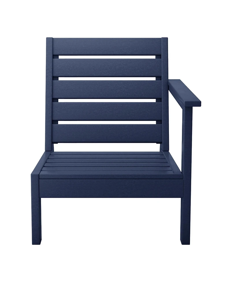 WestinTrends Outdoor Patio Hdpe Right Arm Facing Sectional Navy Blue Corner Club Chair with Cushions